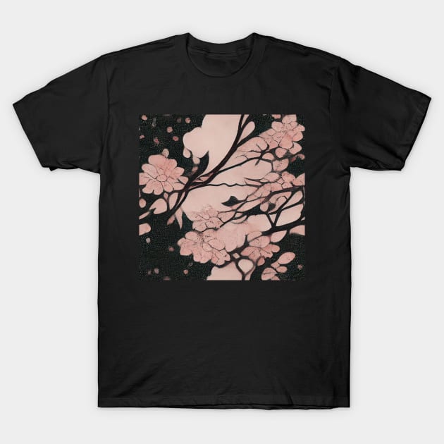 Japanese Chiogami Cherry Blossom Pattern T-Shirt by kansaikate